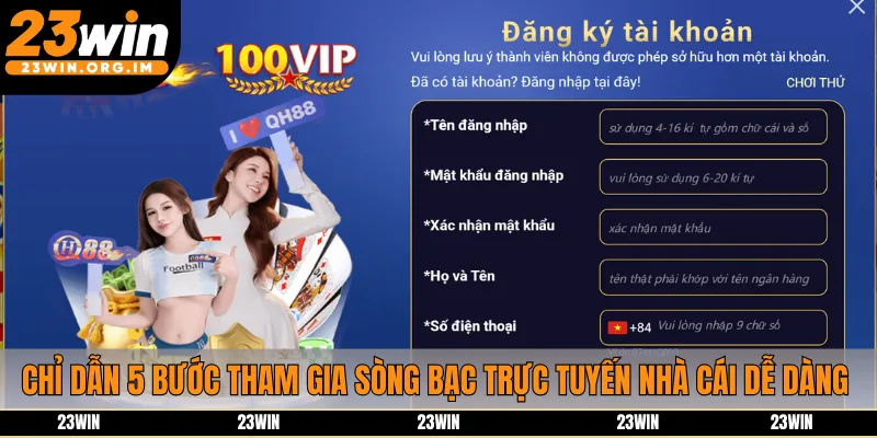 Chỉ dẫn 5 bước tham gia sòng bạc trực tuyến nhà cái dễ dàng